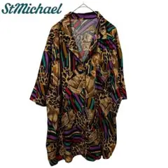 【90’s VINTAGE 】総柄シャツ レオパード柄 半袖 UK製