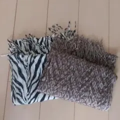 ゼブラ柄とブラウンヒョウ柄模様のストール