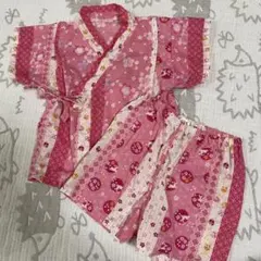 ピンク甚平 80 うさぎさくらまり和柄 女の子