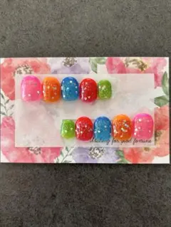 カラフルラメ入りネイルチップ キッズ用