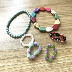 ハンドメイド‪‪‪✿ブレスレット＆リングセット‪☆6点セット！