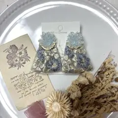 2way インド刺繍リボンピアス⑤