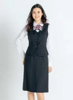 セットアップスーツ　2点セット　13号　ブラック　チェック　事務