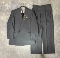 【vintage】セットアップ ダブルスーツ グレー　成人式 ヴィンテージ