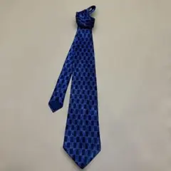 LANVIN 青色シルクネクタイ　フランス製