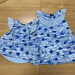 姉妹　お揃い　90 100 クレードスコープ　海柄　トップス　姉妹コーデ