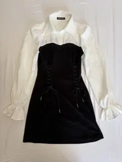 【SHEIN】レースアップ切替ワンピース