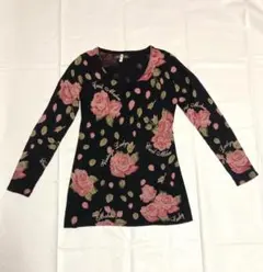 CECIL McBEE 花柄 長袖 チュニック ブラック 薔薇 セクシー