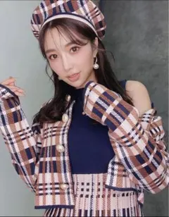 エイミーイストワール チェックニットワンピ&カーディガン