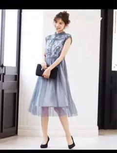 ⭐︎ブルーグレー　ドレス　ワンピース　パーティードレス