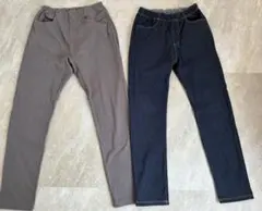 無印良品　キッズ　ロングパンツ　2枚セット　140cm ジーンズ風　グレー
