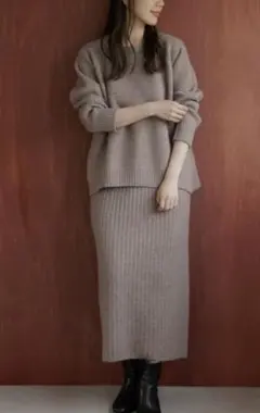 アーバンリサーチ サニーレーベル グレー ベージュ ニット セットアップ