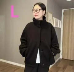 しまむら　ammy シープ調ボアスタンドブルゾン　L 黒　新品未使用