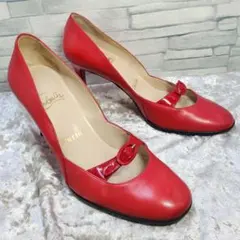 【美品】✨クリスチャンルブタン 23.5cm パンプス 赤 レザー 36.5
