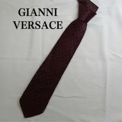 ジャンニ・ヴェルサーチ　ネクタイ　葡萄酒色　菱形柄　絹【n2876】