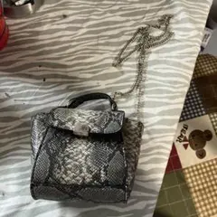 シルバー ヘビ柄 ミニショルダーバッグ