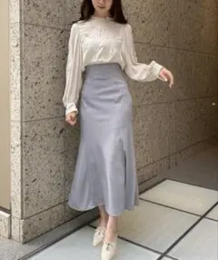 後ろレースアップハイウエストスカート　COCODEAL サイズ1 ブルー