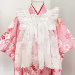 七五三3歳被布チュール被布オーガンジーワンピースエプロンスカート浴衣着物　七五三