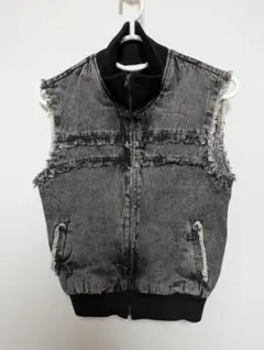 ★新春セール★フリンジ付きノースリーブデニムベスト