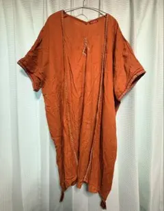 チャイハネ テラコッタカラー 刺繍入り 半袖 カーディガンのサムネイル