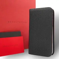 極美品 ボナベンチュラ iPhoneケース 手帳型 レザー　ブラック　箱付き