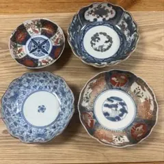 三洋陶器 龍峰窯 絵変わり 古伊万里 中皿揃 5枚セット 染付色絵 取り皿