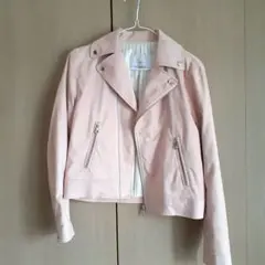 INED イネド フェイクスエード ライダースブルゾン ピンク