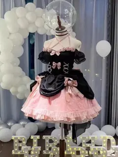ゴスロリ・ロリータドレス 黒とピンク