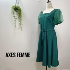 A764 axes femme ワンピース ミディ丈 ボリューム袖 シースルー