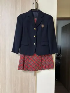 ネイビー ブレザー チェック柄スカートセット