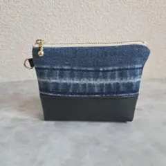 デニムリメイク　ミニポーチ　ブラック