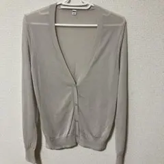 UNIQLO ライトVネックカーディガン シアーカーディガン　ライトグレー L