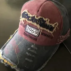 キャップ ROCK SHARK ダメージ加工 ワイン 未使用