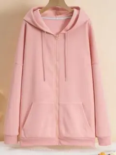 shein ピンク フルジップ パーカー