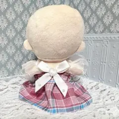 ハンドメイド ぬい服（ピンク×ブルー）10cmぬい服①