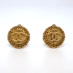 【中古】CHANEL ココマーク ラウンド イヤリング ゴールド