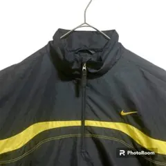 NIKEゴルフ/ハーフジップナイロンジャケット/XXLオーバーサイズ黒/刺繍ロゴ