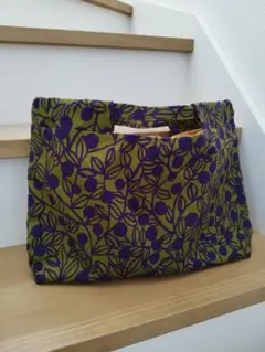 ハンドメイド　トートバッグ 緑紫