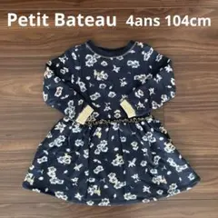 プチバトー 裏起毛ワンピース 4ans104cm