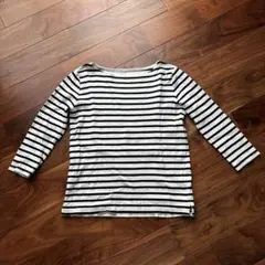 無印良品婦人ボーダー七分袖シャツ M