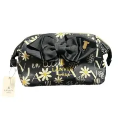 未使用 LANVIN en Bleu ポーチ 花柄 リボン ブラック ワイヤー入のサムネイル