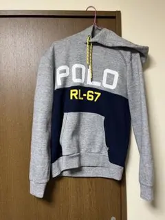 【良品】Polo Ralph Laurenフード付きパーカーグレー/ネイビー M