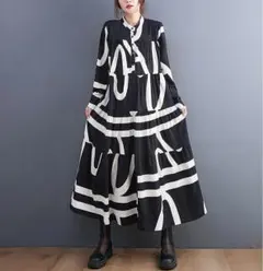 新品大きいサイズ レディース ロング　ワンピース　モード系　春 秋冬 長袖