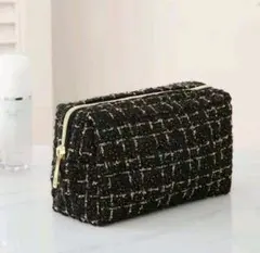 【新品】ポーチ ツイードブラック