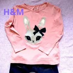 H&M ウサギ顔プリント Tシャツ 100-110のサムネイル