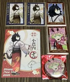 鬼滅の刃 午年 甘露寺蜜璃 伊黒小芭内 フォトカード 缶バッジ ポスカ セット