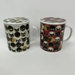 キャットアイズ jewel 猫デザイン マグカップ 2個セット 蓋付き