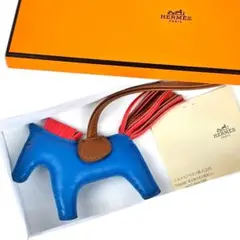 美品 エルメス ロデオPM ブルーザンジバル ゴールド ローズテキサス チャーム