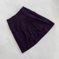 LAUTREAMONT スカート ボタン デザイン プリーツ ウール混 パープル