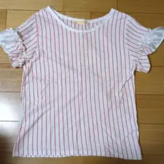 BEAMS HEART Tシャツ　レースカットソーホワイト/レッドストライプ白のサムネイル
